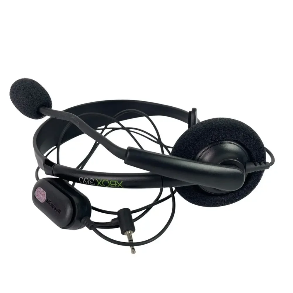 Original Microsoft XBOX 360 Genuine OEM Black Wired Chat Headset with Mic